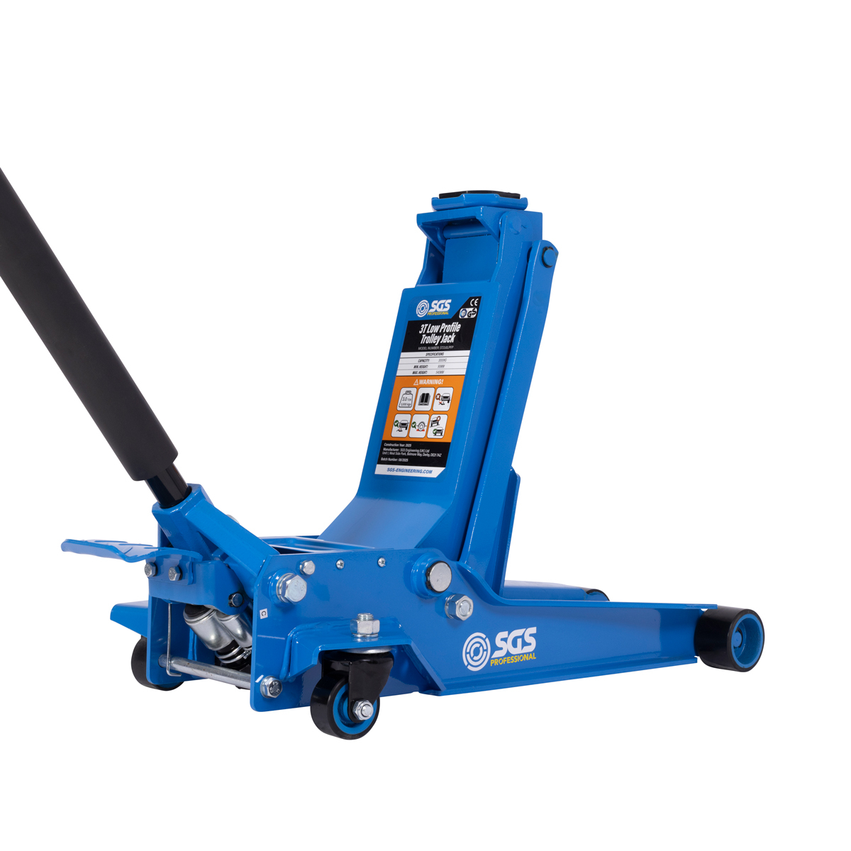 SGS Professional 3 Tonne Low Profile Trolley Jack with Foot Pump